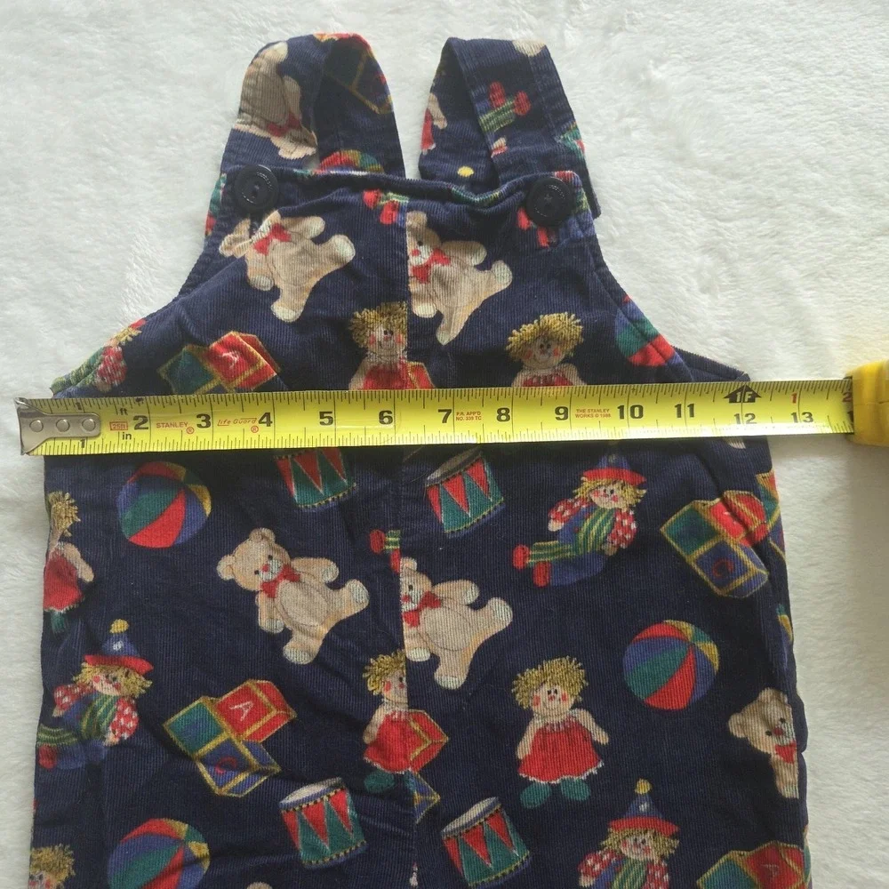 Vintage‎ Corduroy Overalls Teddy Bear  Blocks Retro Jumper No Tags 12-18 Mth
